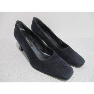 **Stuart Weitzman Midnight Blue Navy Suede Croc Heel Pumps